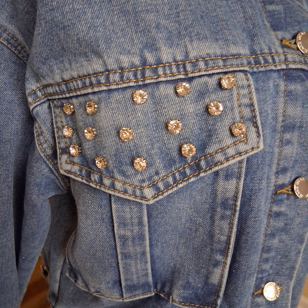 Nali Collection Blue Denim Crystal Studded Jacket Size S/M - Picture 14 of 14